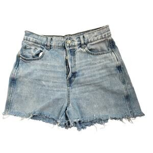 PacSun Baggy Denim Shorts Womens 28 High Rise Button Fly Raw Hem